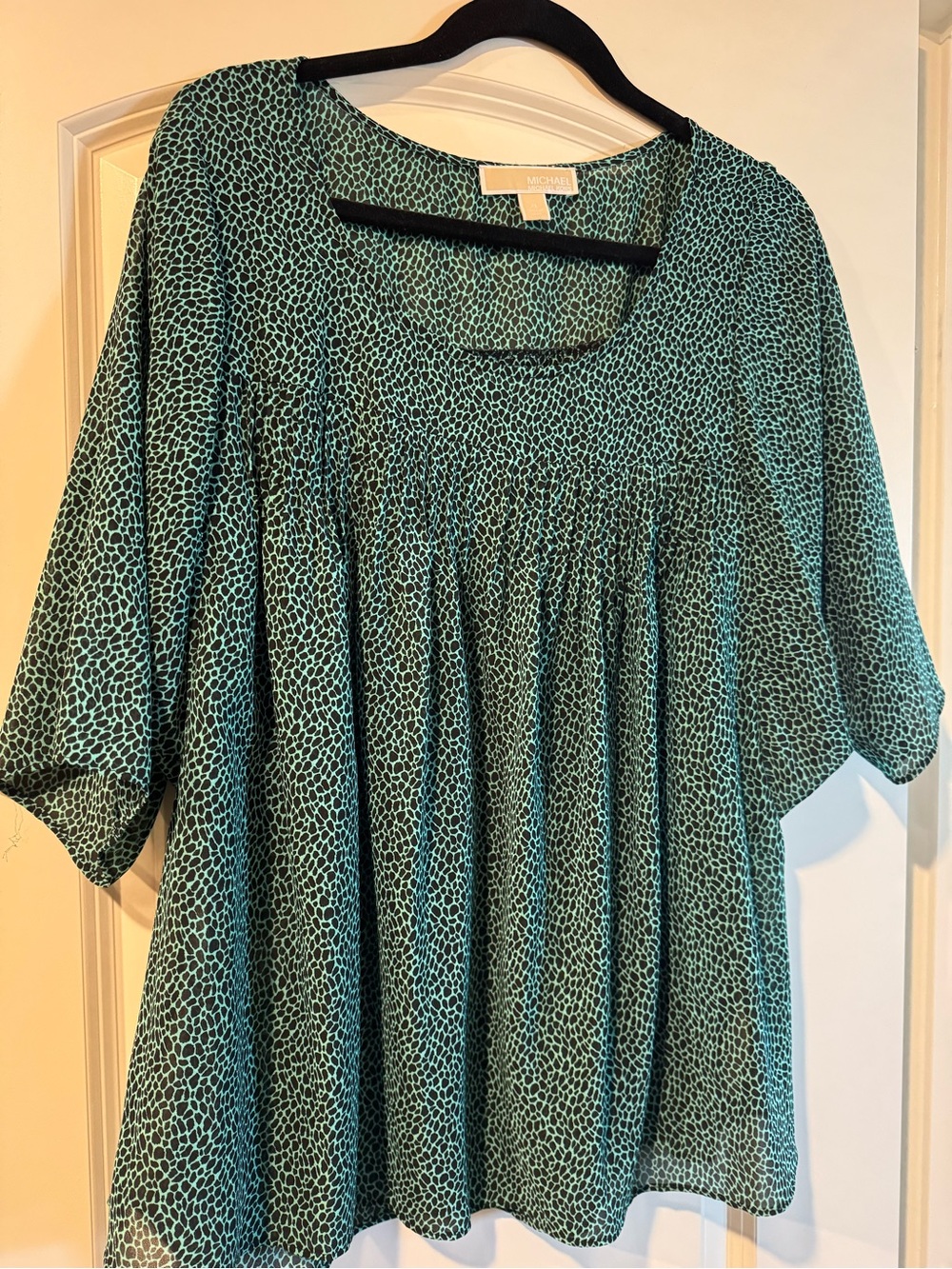 Michael Kors Teal Printed Peasant Tunic